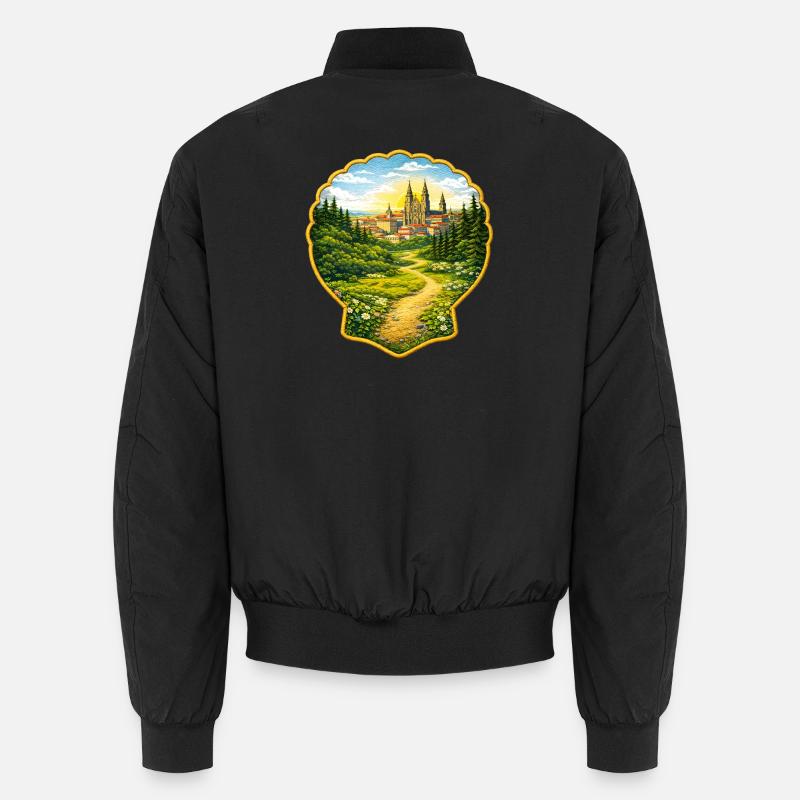 Jakobsweg Santiago Patch Illustration  - Unisex Bomberjacke - Schwarz