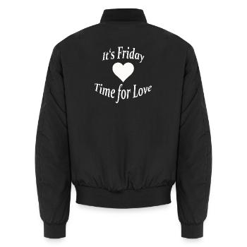 FRIDAY - TIME FOR LOVE - Unisex Bomberjacke - Schwarz - Hinten - AI Model Male 185 light (185cm)