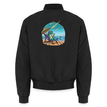 Dino au cocktail au soleil, grêle de météorite - Bomber unisexe - noir - Dos - AI Model Male 185 light (185cm)
