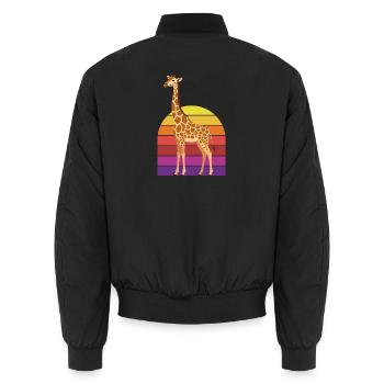 Retro Giraffe Vintage Sunset - Unisex Bomber Jacket - black - Back - AI Model Male 185 light (185cm)