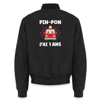 1 Jahr - Unisex Bomberjacke - Schwarz - Hinten - AI Model Male 185 light (185cm)