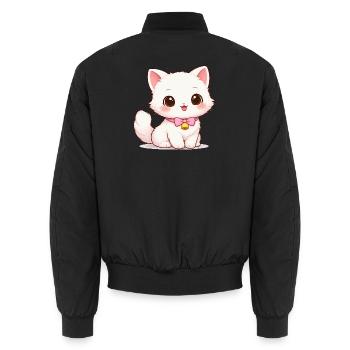 Kitten Bell Magic - Unisex Bomber Jacket - black - Back - AI Model Male 185 light (185cm)