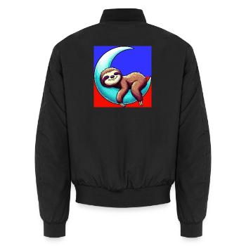 Faultier schläft auf dem Mond - Unisex Bomberjacke - Schwarz - Hinten - AI Model Male 185 light (185cm)
