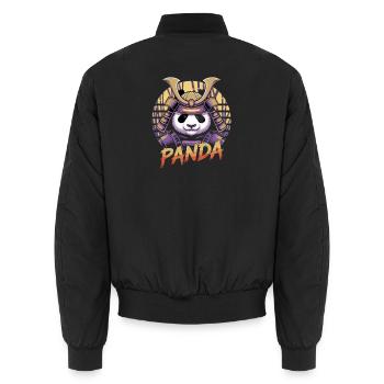 Warlike Panda Samurai Illustration - Unisex Bomber Jacket - black - Back - AI Model Male 185 light (185cm)