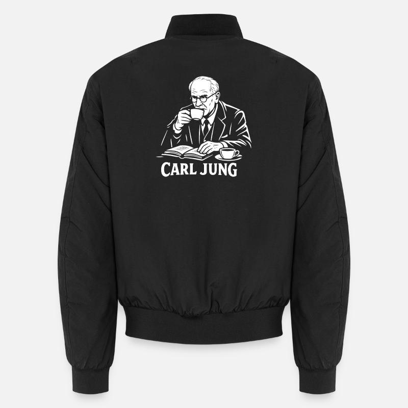 Carl Jung Coffee Study Tee - Unisex Bomber Jacket - black