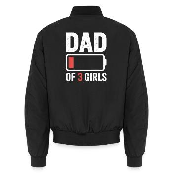 Vater von drei Mädchen Batterie-Ikone Tee - Unisex Bomberjacke - Schwarz - Hinten - AI Model Male 185 light (185cm)