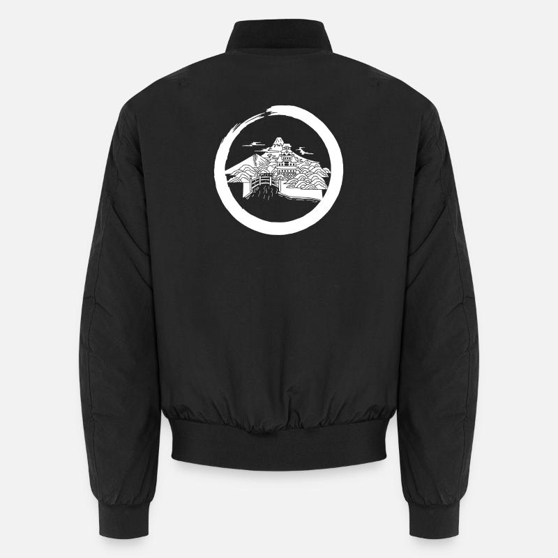 White Japanese Landscape - Unisex Bomber Jacket - black