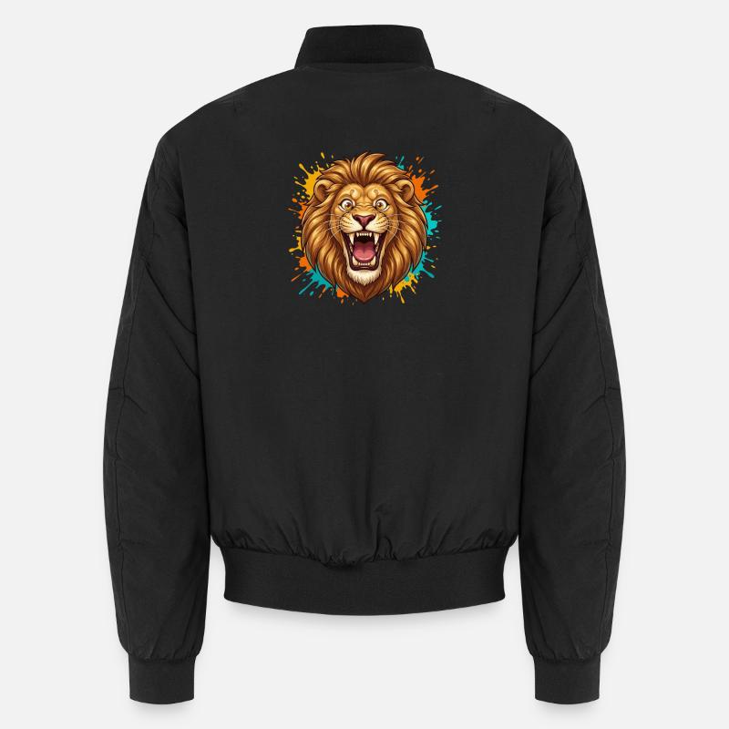 Lion Head Paint Splash - Unisex Bomber Jacket - black