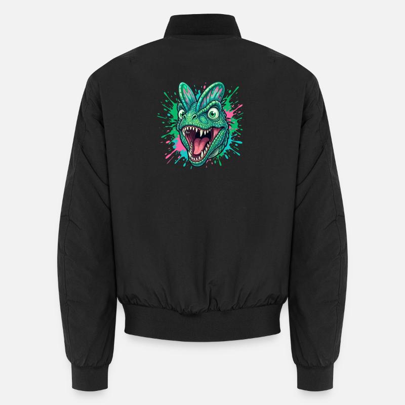 Green Dino Head with Neon Splash Unisex Bomber Jacket