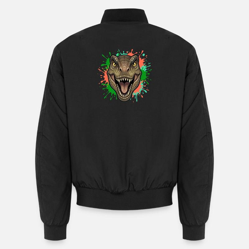 T-Rex Neon Paint Splatter Kopf - Unisex Bomberjacke - Schwarz