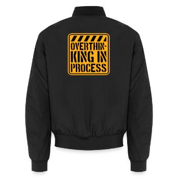 Overthinking In Process Lustig Grübeln Spruch Logo - Unisex Bomberjacke - Schwarz - Hinten - AI Model Male 185 light (185cm)