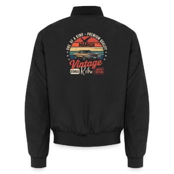 Birthday March 1985 Year Limited Edition 1985 - Unisex Bomber Jacket - black - Back - AI Model Male 185 light (185cm)