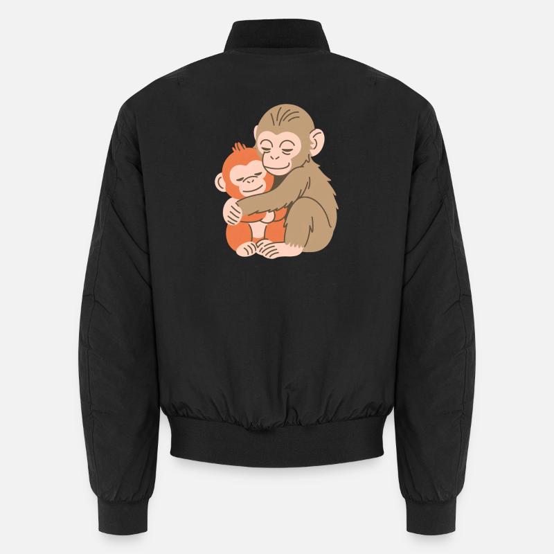 Duo de Singes Câlins - Bomber unisexe - noir