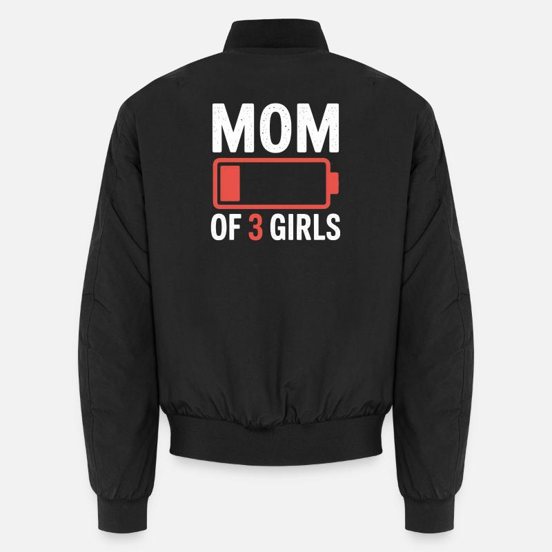 Mama von 3 Mädchen Batterie-Logo Unisex Bomberjacke
