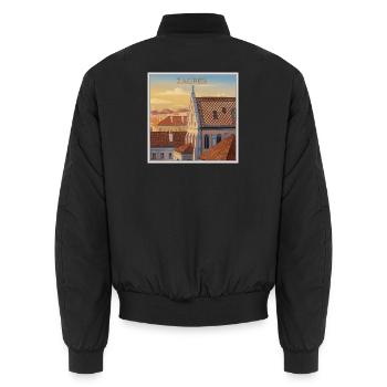 Toiture de Zagreb à la lumière du soir - Bomber unisexe - noir - Dos - AI Model Male 185 light (185cm)