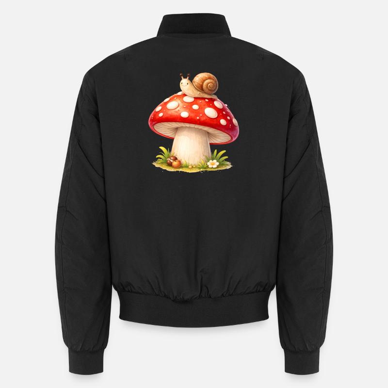 Champignon avec motif d’escargot mignon de forêt Bomber unisexe