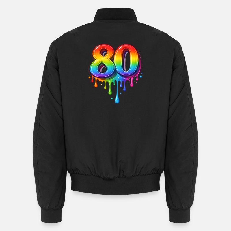 80 Rainbow Retro Number Bomber unisexe