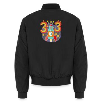  Geburtstag 3 Jahre Rakete Junge Drei - Unisex Bomberjacke - Schwarz - Hinten - AI Model Male 185 light (185cm)