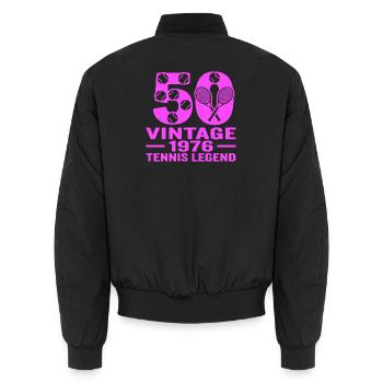 Tennis 50. Geburtstag 1976, Shirt, Hoodie, Shorts - Unisex Bomberjacke - Schwarz - Hinten - AI Model Male 185 light (185cm)