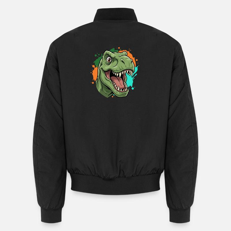 T-Rex Farbspritzer Neon Print - Unisex Bomberjacke - Schwarz