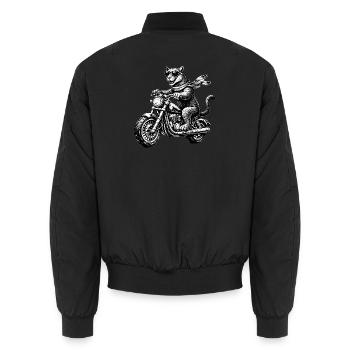 Raubkatze auf Motorrad - Unisex Bomberjacke - Schwarz - Hinten - AI Model Male 185 light (185cm)