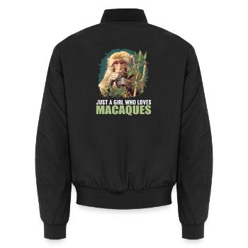 Makaken Makake - Unisex Bomberjacke - Schwarz - Hinten - AI Model Male 185 light (185cm)