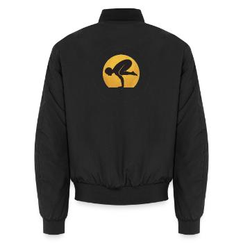 Minimalist Bakasana Yoga Crow Silhouette - Unisex Bomber Jacket - black - Back - AI Model Male 185 light (185cm)
