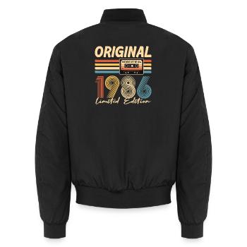 40th birthday, 40 years, original 1986 - Unisex Bomber Jacket - black - Back - AI Model Male 185 light (185cm)