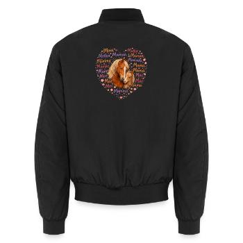 Cœur de maman des chevaux – Cadeau de la fête des mères Amour des chevaux - Bomber unisexe - noir - Dos - AI Model Male 185 light (185cm)
