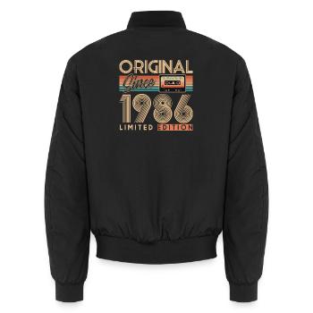 40th birthday, 40 years, original 1986 - Unisex Bomber Jacket - black - Back - AI Model Male 185 light (185cm)