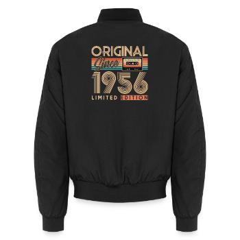 70. Geburtstag, 70 Jahre, Original 1956 - Unisex Bomberjacke - Schwarz - Hinten - AI Model Male 185 light (185cm)