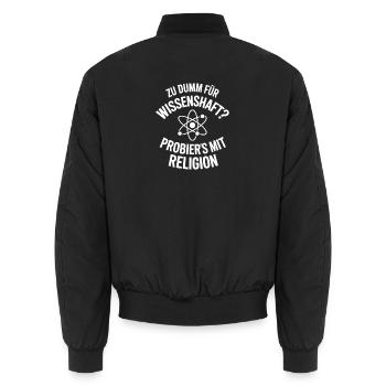 Wissenschaft vs Religion Humor - Unisex Bomberjacke - Schwarz - Hinten - AI Model Male 185 light (185cm)