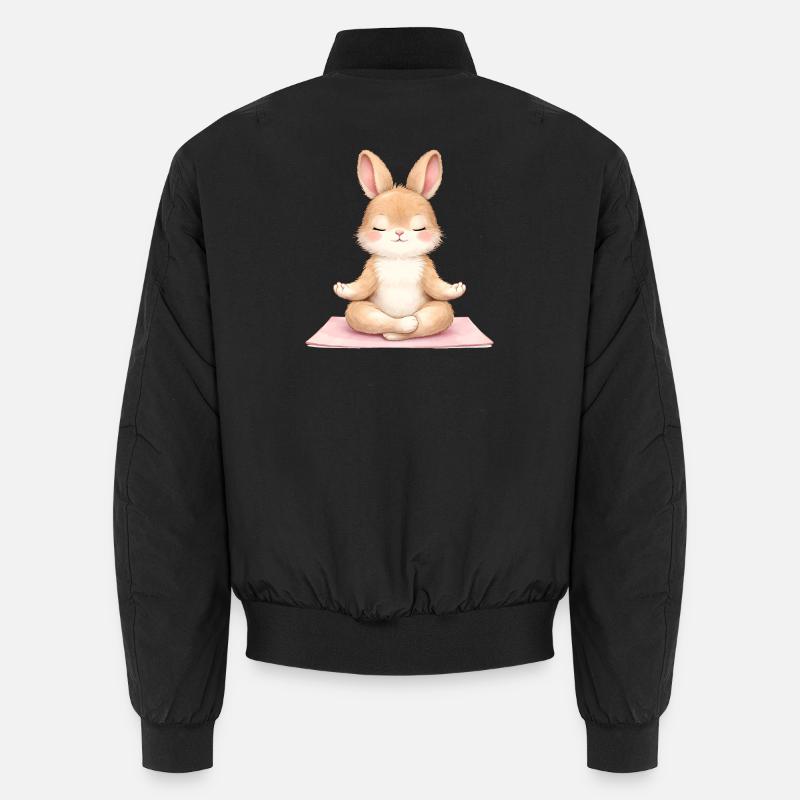 Meditating Bunny in Yoga Description Unisex Bomber Jacket