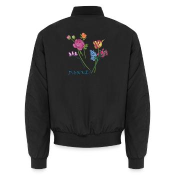 Danke mit einem Blumenstrauß  - Unisex Bomberjacke - Schwarz - Hinten - AI Model Male 185 light (185cm)