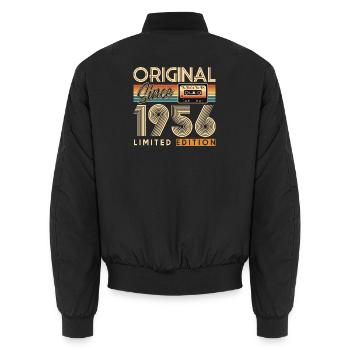 70. Geburtstag, 70 Jahre, Original 1956 - Unisex Bomberjacke - Schwarz - Hinten - AI Model Male 185 light (185cm)
