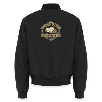 Trained In The Word Tested By Toddlers Christliche - Unisex Bomberjacke - Schwarz - Hinten - AI Model Male 185 light (185cm)