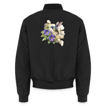 Hummingbird - Unisex Bomber Jacket - black - Back - AI Model Male 185 light (185cm)