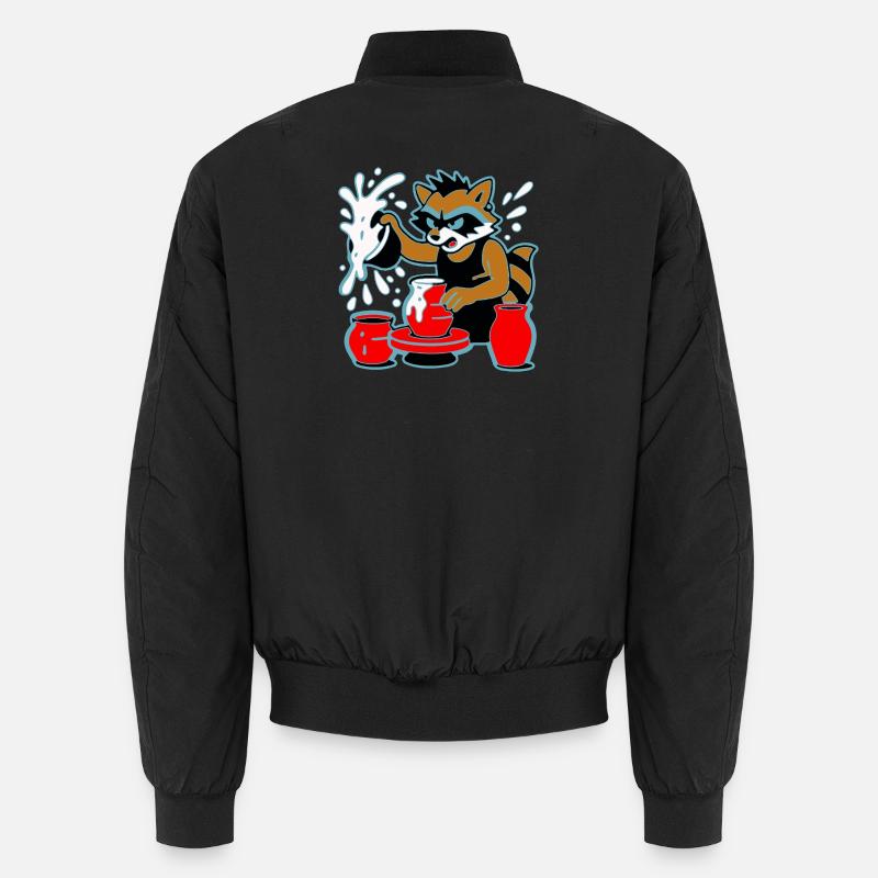 Waschbär-Keramik-Spritzer - Unisex Bomberjacke - Schwarz