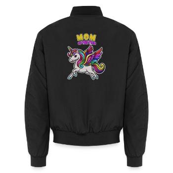 Mother of the Year Unicorn - Unisex Bomber Jacket - black - Back - AI Model Male 185 light (185cm)