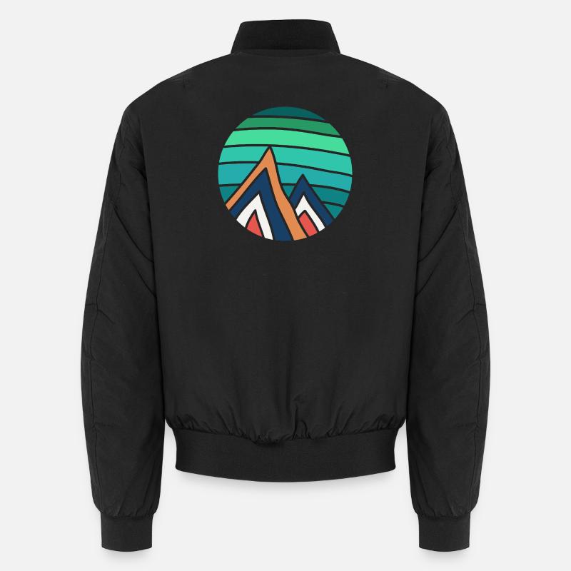 Turquoise Circle Mountains - Unisex Bomber Jacket - black