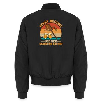 Bier Pferd Hobby Horsing - Unisex Bomberjacke - Schwarz - Hinten - AI Model Male 185 light (185cm)