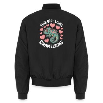 Chameleon Sayings Funny Chameleons Gift - Unisex Bomber Jacket - black - Back - AI Model Male 185 light (185cm)