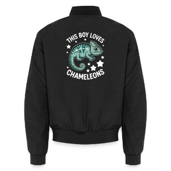 Chameleon Sayings Funny Chameleons Gift - Unisex Bomber Jacket - black - Back - AI Model Male 185 light (185cm)