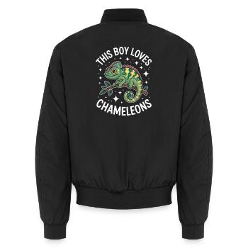 Chameleon Sayings Funny Chameleons Gift - Unisex Bomber Jacket - black - Back - AI Model Male 185 light (185cm)