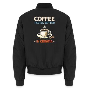 Kaffee schmeckt besser in Kroatien - Unisex Bomberjacke - Schwarz - Hinten - AI Model Male 185 light (185cm)