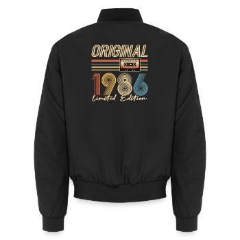 40. Geburtstag, 40 Jahre, Original 1986 - Unisex Bomberjacke - Schwarz - Hinten - AI Model Male 185 light (185cm)