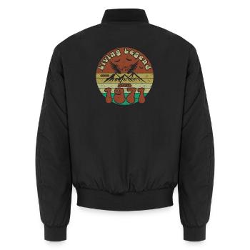 55th Birthday Living Legend since VIN 04/1971 - Unisex Bomber Jacket - black - Back - AI Model Male 185 light (185cm)