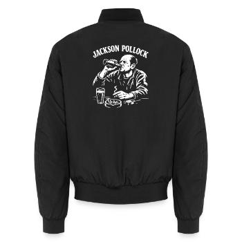 Jackson Pollock Rebel Portrait Drink Smoke - Unisex Bomber Jacket - black - Back - AI Model Male 185 light (185cm)