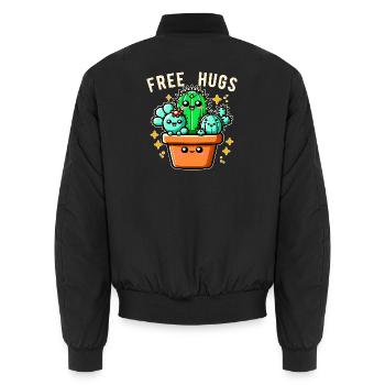 Kostenlose Umarmungen, Kakteen, Freunde, Umarmungen kostenlos, lustig - Unisex Bomberjacke - Schwarz - Hinten - AI Model Male 185 light (185cm)