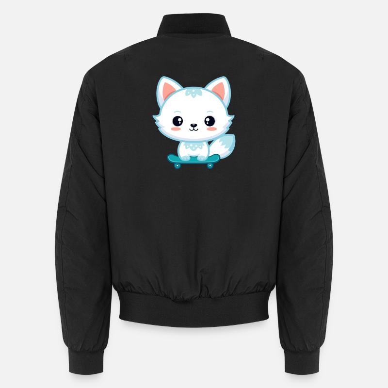 Kawaii Fox auf Skateboard Unisex Bomberjacke